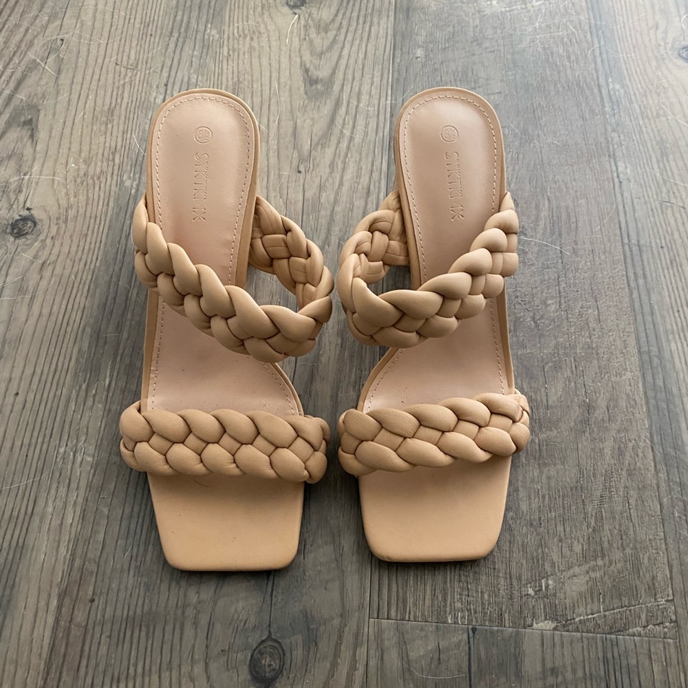 Tan braded heels